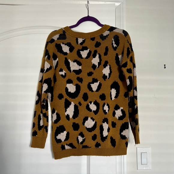 Forever 21 Sweater Leopard Print Oversized Sz S - Picture 2 of 4